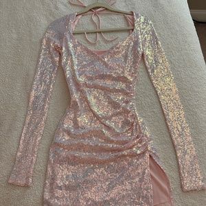 Lucy in the Sky pink iridescent mini dress